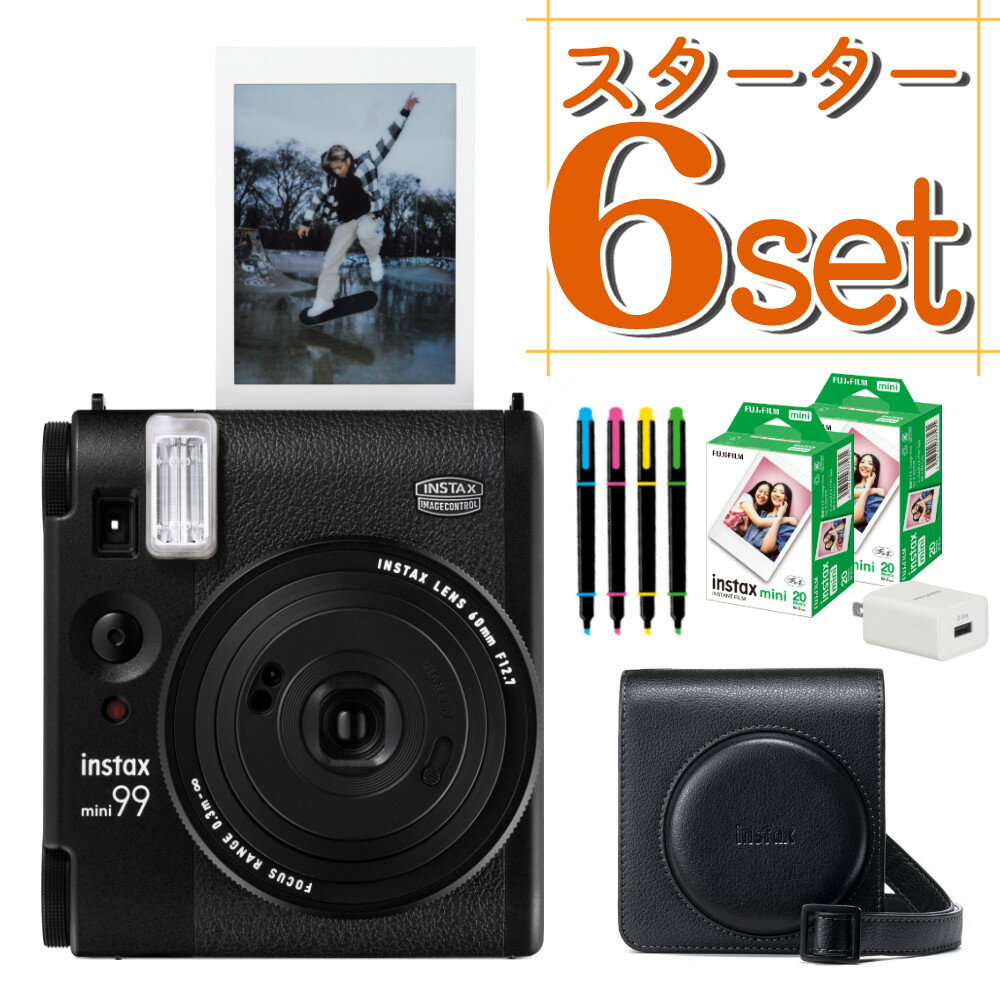 (ケース・フィルム40枚・ペン・アダプタセット)富士フイルム チェキ instax mini 99 ブラック インスタントカメラ 【レビュー特典有】 レトロ クラシック カメラ mini99 ミニ99 誕生日 クリスマス プレゼント 男性 女性（富士フィルム フジフイルム）