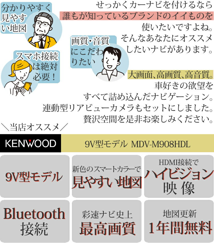 (リアカメラ付)ケンウッドカーナビMDV-M908HDL9V型モデルAVナビゲーションカー用品KENWOOD2021モデル彩速ナビBluetooth地デジDVD(ラッピング不可)