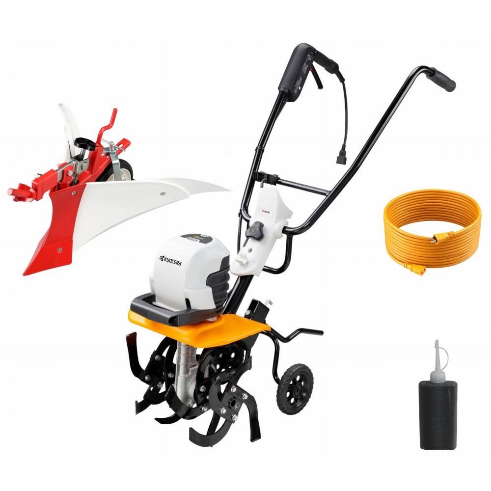 (セット販売)京セラ(リョービ) 電気式耕うん機 ACV-1500 + 培土機 + エンジン耕うん機用ギヤオイル + ..