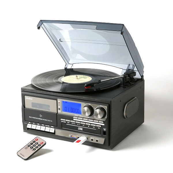 【交換針付き】レコードプレーヤーターンテーブルCDラジカセCDプレーヤーラジオUSBマルチプレーヤーTCD-114とうしょう(ラッピング不可)