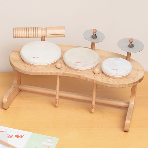 おもちゃのドラム 楽器 おもちゃ 知育玩具 木のおもちゃ リズムポコ ドラムセット RP-940/DS ナカノ 太鼓 ドラム