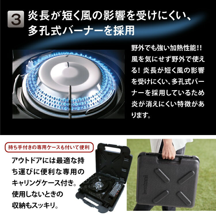 (タフまるSUPERENJOYプレート4種セット)カセットコンロ岩谷産業カセットフータフマルCB-ODX-1-BK焼肉たこ焼き網焼き鉄板焼きプレート(ラッピング不可)