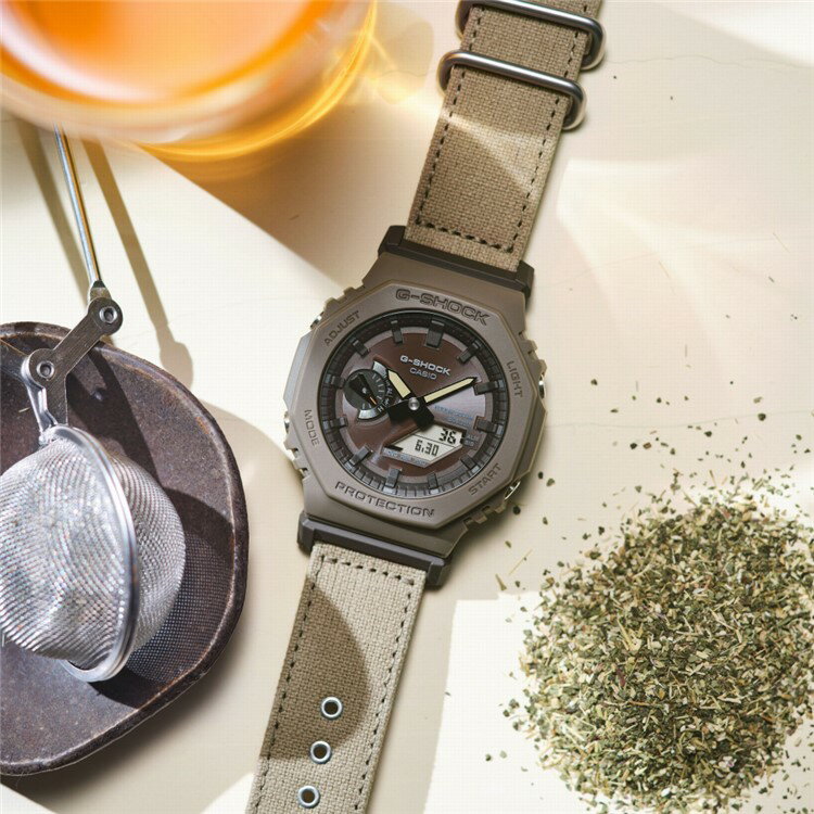 （木製時計スタンド付）カシオ GA-B2100CT-5AJF Gショック G-SHOCK メンズ FOOD TEXTILE WEB限定モデル Bluetooth搭載 ソーラー クロスバンド アナデジ メーカー保証1年（国内正規品）