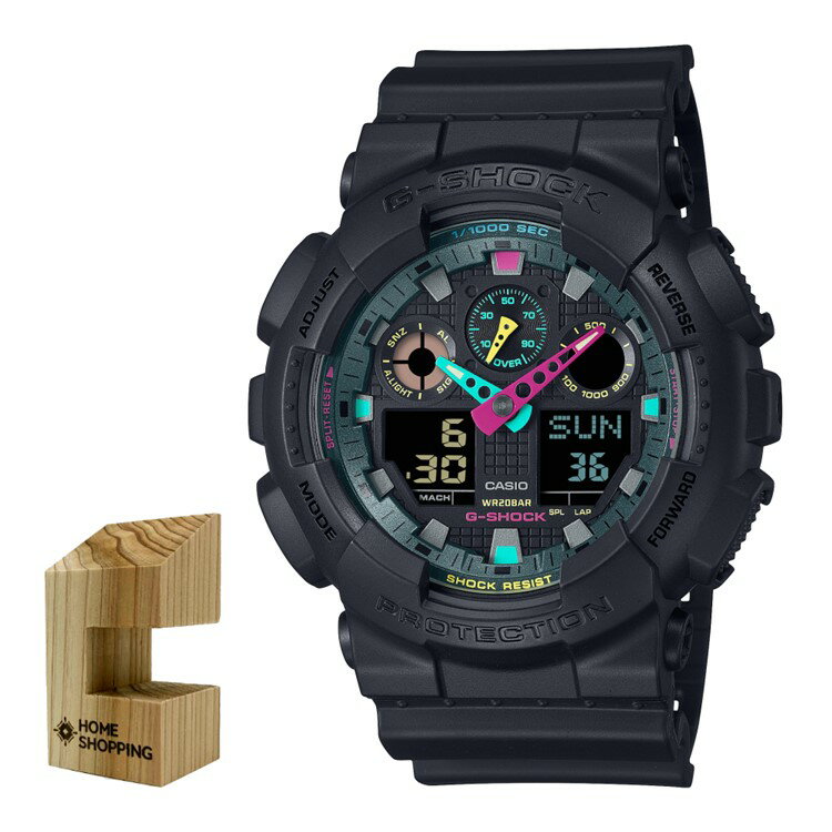 楽天ホームショッピング（木製時計スタンド付）カシオ CASIO 腕時計 GA-100MF-1AJF Gショック G-SHOCK メンズ Mulit Fluorescent Accents 限定モデル クオーツ 樹脂バンド アナデジ メーカー保証1年（国内正規品）（4月新商品）