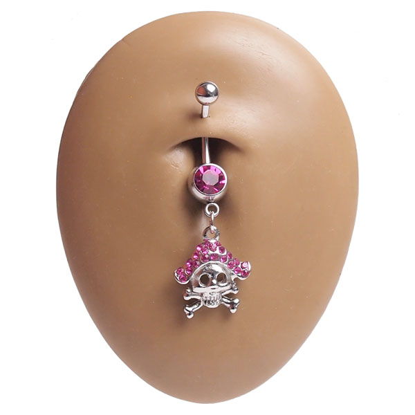 へそピアス 14G パイレーツ スカル 2 バナナバーベル ボディピアス ヘソピアス へそピ ヘソピ ボディーピアス ボディピ サージカルステンレス アレルギー 02P07Feb16