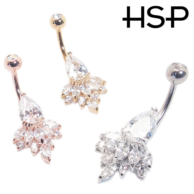 ヘソピアス 14G CZ ティアドロップジュエル バナナバーベル ボディピアス ヘソピアス へそピ ヘソピ ボディーピアス ボディピ サージカルステンレス アレルギー ポイント消化