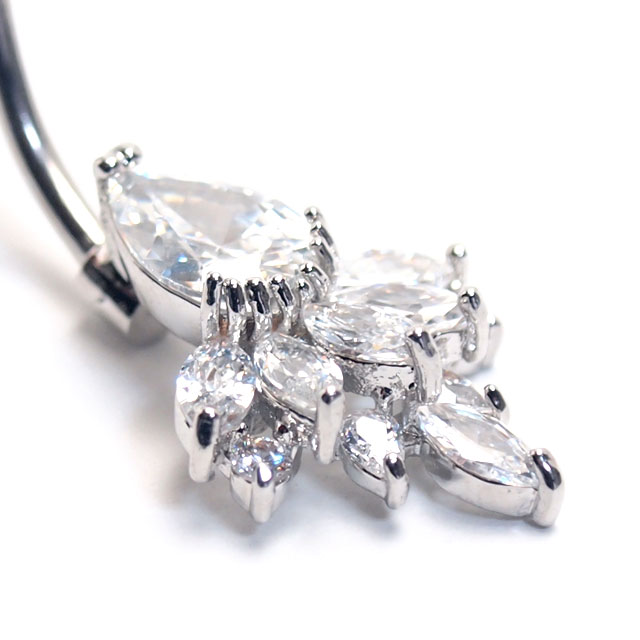 ヘソピアス 14G CZ ティアドロップジュエル バナナバーベル ボディピアス ヘソピアス へそピ ヘソピ ボディーピアス ボディピ サージカルステンレス アレルギー ポイント消化