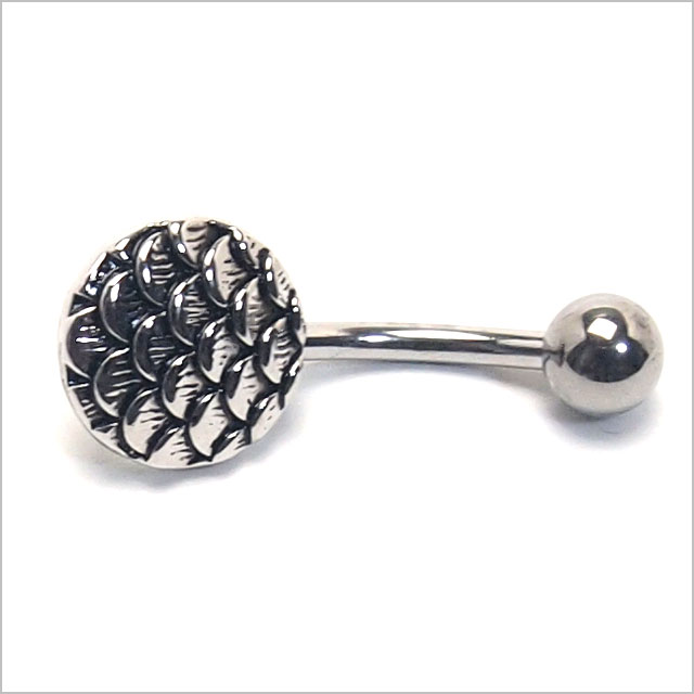 ヘソピアス 14G ホログラフィック ドラゴンスケール バナナバーベル ボディピアス ヘソピアス へそピ ヘソピ ボディーピアス ボディピ サージカルステンレス アレルギー