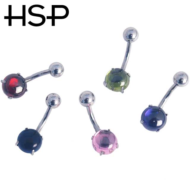 ヘソピアス 14G ジルコン カボションストーン バナナバーベル 14G ボディピアス ヘソピアス へそピ ヘソピ ボディーピアス ボディピ サージカルステンレス アレルギー