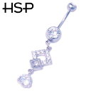 ヘソピアス 14G ダブルスクエア ラウンドCZダングル バナナバーベル ボディピアス ヘソピアス へそピ ヘソピ ボディーピアス ボディピ サージカルステンレス アレルギー ポイント消化 消費