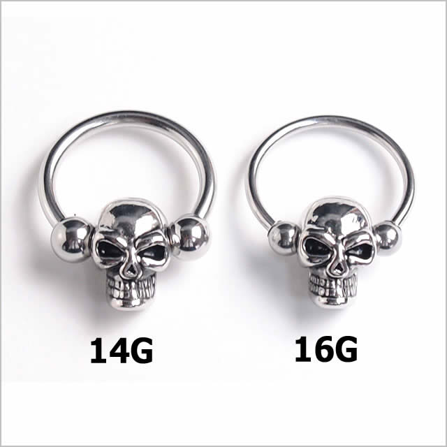 ボディピアス 14G 16G キャプティブビーズリング スカル ポイント消化 消費