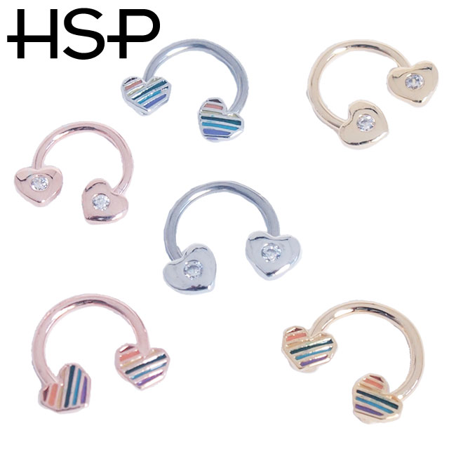ボディピアス CZ＆レインボーストライプ ハートトップ サーキュラーバーベル 16G 軟骨ピアス 耳ピアス ヘリックス 316L サージカル ステンレス ラブレット リップ 金属アレルギー ボディピアス nnktp ポイント消化 消費