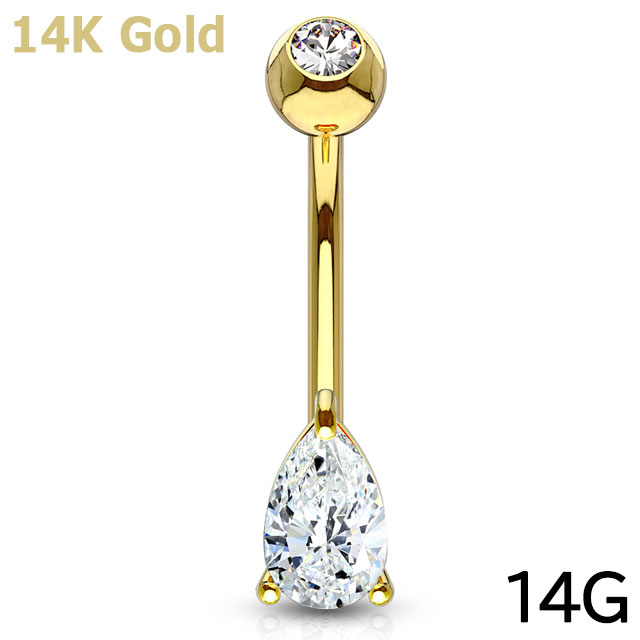 14G 14K ティアドロップジュエル バナナバーベル ボディピアス へそピアス 耳ピアス 14金 ヘソピアス レディース メンズ 【送料無料】 02P07Fe...