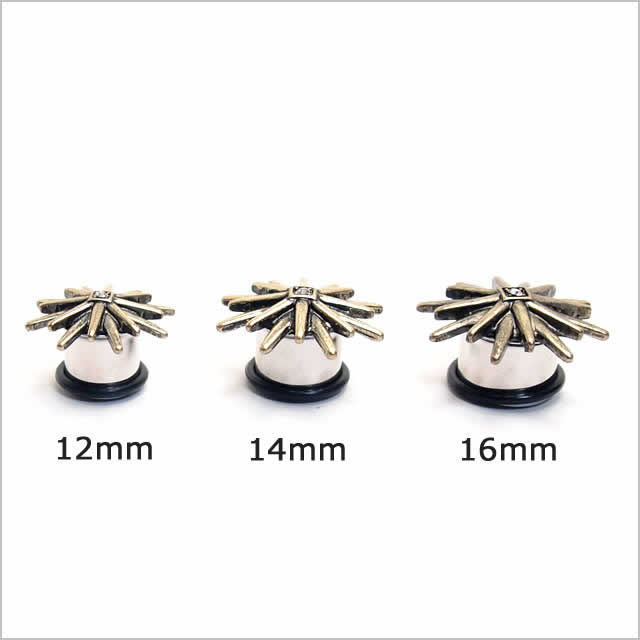 ボディピアス シングルフレア イヤレット 12/14/16mm アンティークゴールド トライ...