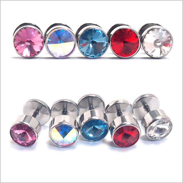 【Fashon The SALE限定半額】ボディピアス 16G クリスタルトップ 8mm フェイクプラグ ヘリックス 耳ピアス ボディピアス 316L サージカル ステンレス ボディピアス フェイク メンズ レディース ボディピアス 金属アレルギー ボディピアス ポイント消化 消費