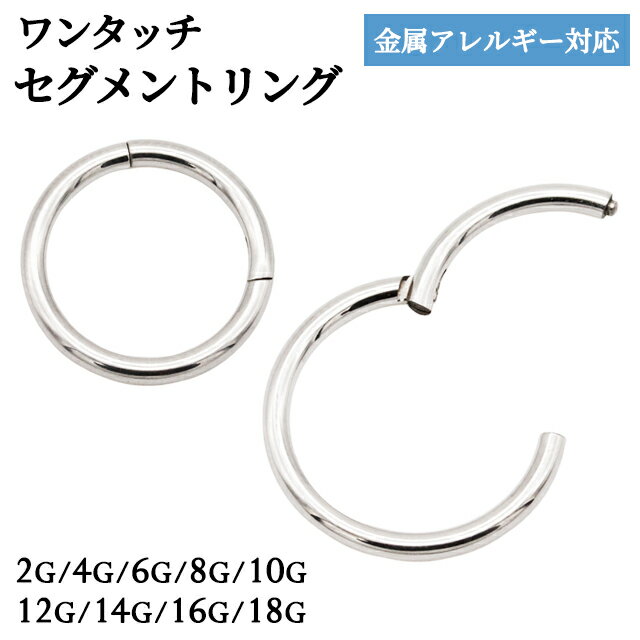 ボディピアス サージカルステンレス 18G 16G 14G 12G 10G 8G 6G 4G 2G セグメントリング 1個入り シンプル ワンタッチクリッカー 軟骨ピアス 耳ピアス リップ ヘリックス 金属アレルギー対応 セカンドピアス リングピアス キャッチレス 一体型 金アレ ポイント消化 消費