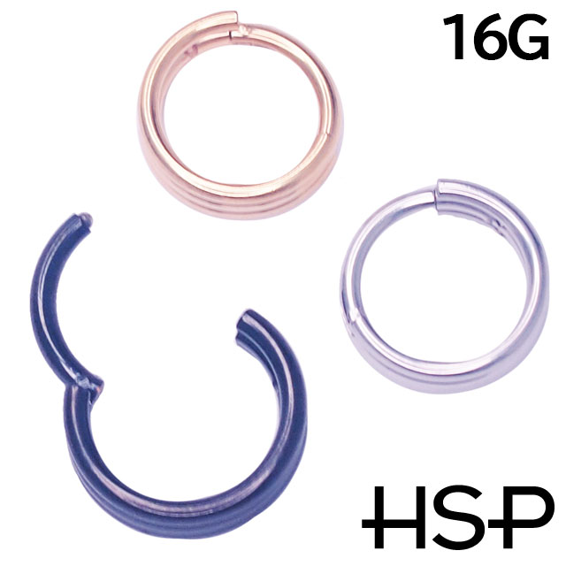 ボディピアス トリプルレイヤー セグメントリング 1個入り 16G クリッカー ワンタッチ ラブレット リッ..