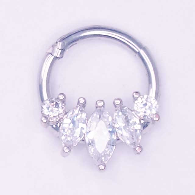 【Fashon The SALE限定半額】ボディピアス マーキーズ CZ セグメントリング 1個入り 16G クリッカー ワンタッチ ラブレット リップ ボディピアス 316L ステンレス ヘリックス 耳ピアス 金属アレルギー対応 金アレ ポイント消化 消費