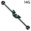 ボディピアス 14G インダストリアル コウモリ 蝙蝠 ゴシック アバロンシェル ストレートバーベル 軟骨ピアス 耳ピアス ヘリックス 316L サージカル ス...