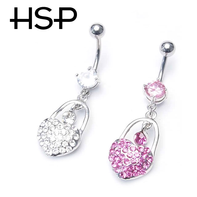 へそピアス 14G ハート バッグ バナナバーベル ボディピアス ヘソピアス へそピ ヘソピ ボディーピアス..