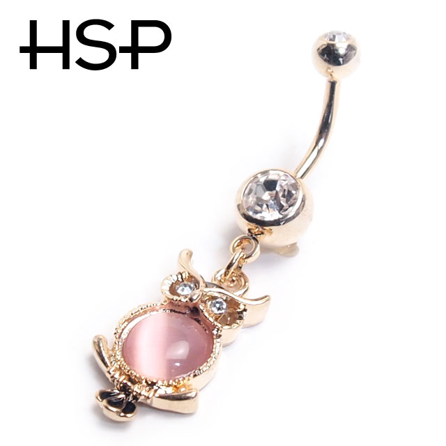 へそピアス 14G ゴールドプレート ジュエルアウル バナナバーベル ボディピアス ヘソピアス へそピ ヘソピ ボディーピアス ボディピ サージカルステンレス アレルギー ポイント消化 消費