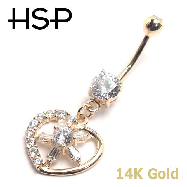 14G 14K ハートフレーム フラワー バナナバーベル ボディピアス へそピアス 耳ピアス 14金 ヘソピアス レディース メンズ ボディピアス【送料無料】 ...