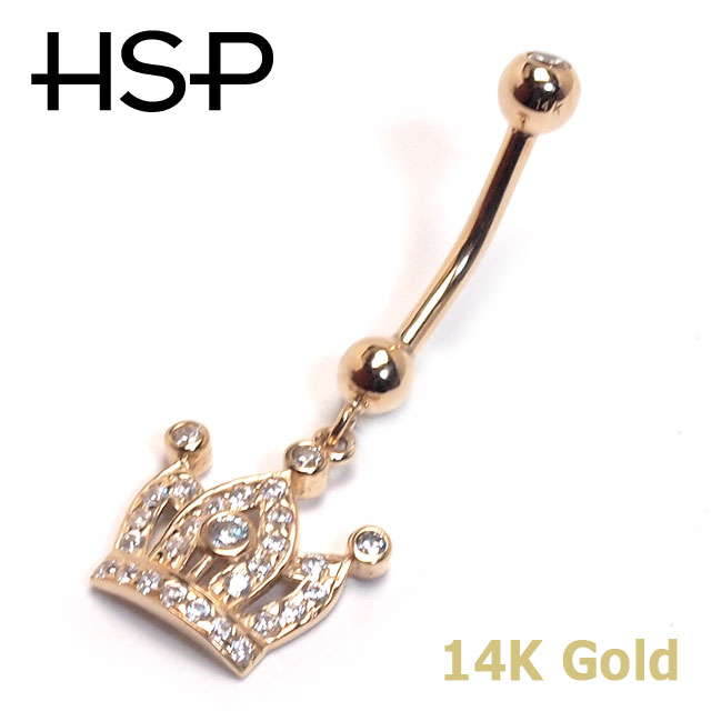 ヘソピアス 14G 14K パヴェクラウンダングル バナナバーベル ボディピアス へそピアス 耳ピアス 14金 ヘソピアス レディース メンズ ボディピアス【送...