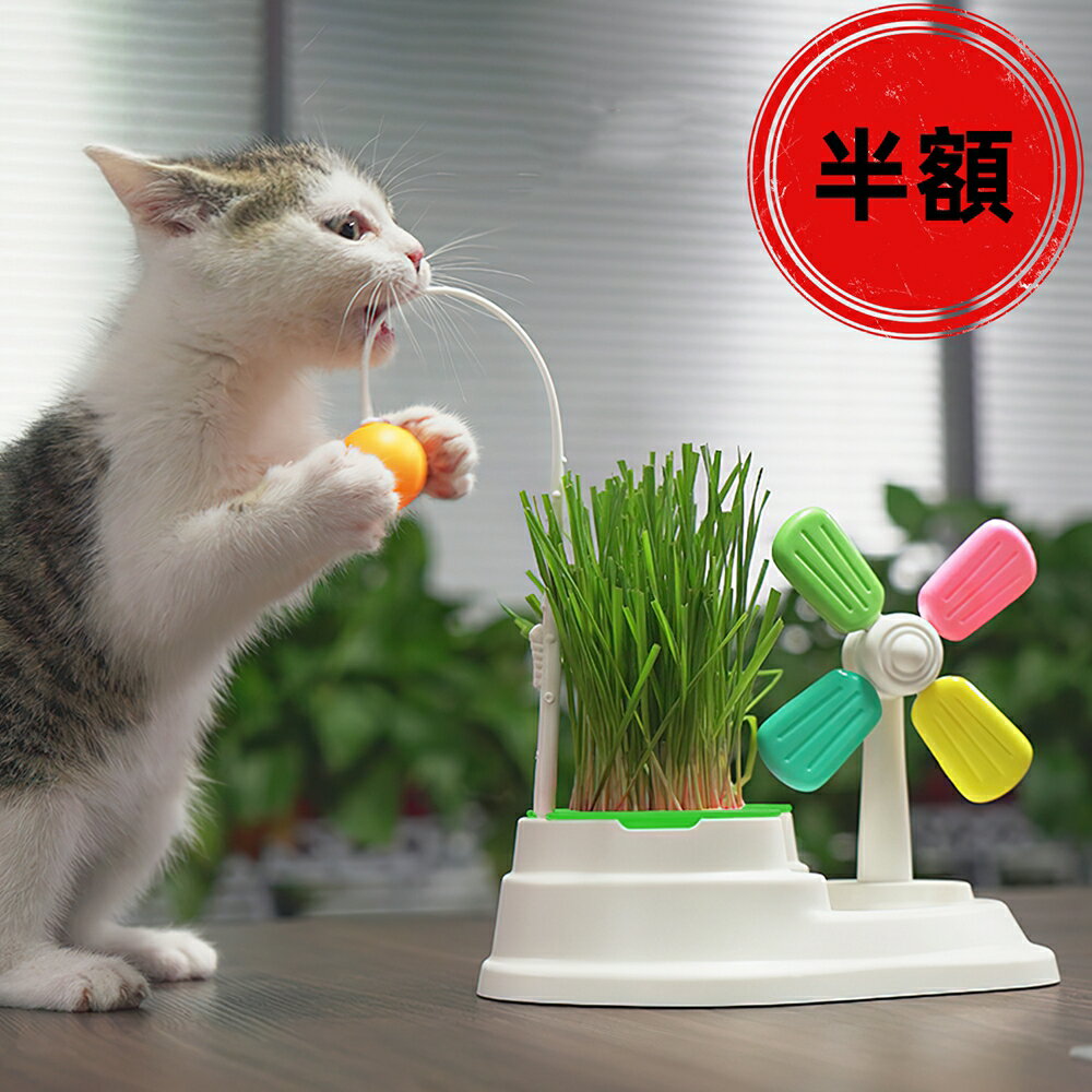 【在庫処分】猫おもちゃ 猫じゃらし 猫薄荷 キャットニップ植え可能 風車付き 滑り止め 022698【あす楽】【送料無料】