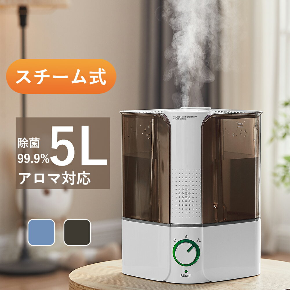 【衝撃特価4280!!!】加湿器 スチーム式 大容量 5L 加湿器 アロマ 6畳以上 加湿器 加熱式 上から給水 アロマ加湿器 加湿器卓上 気化式加湿器 加湿器 除菌 おしゃれ コンパクト加湿機 連続20~28時間 強力加湿 暖房/空調対策