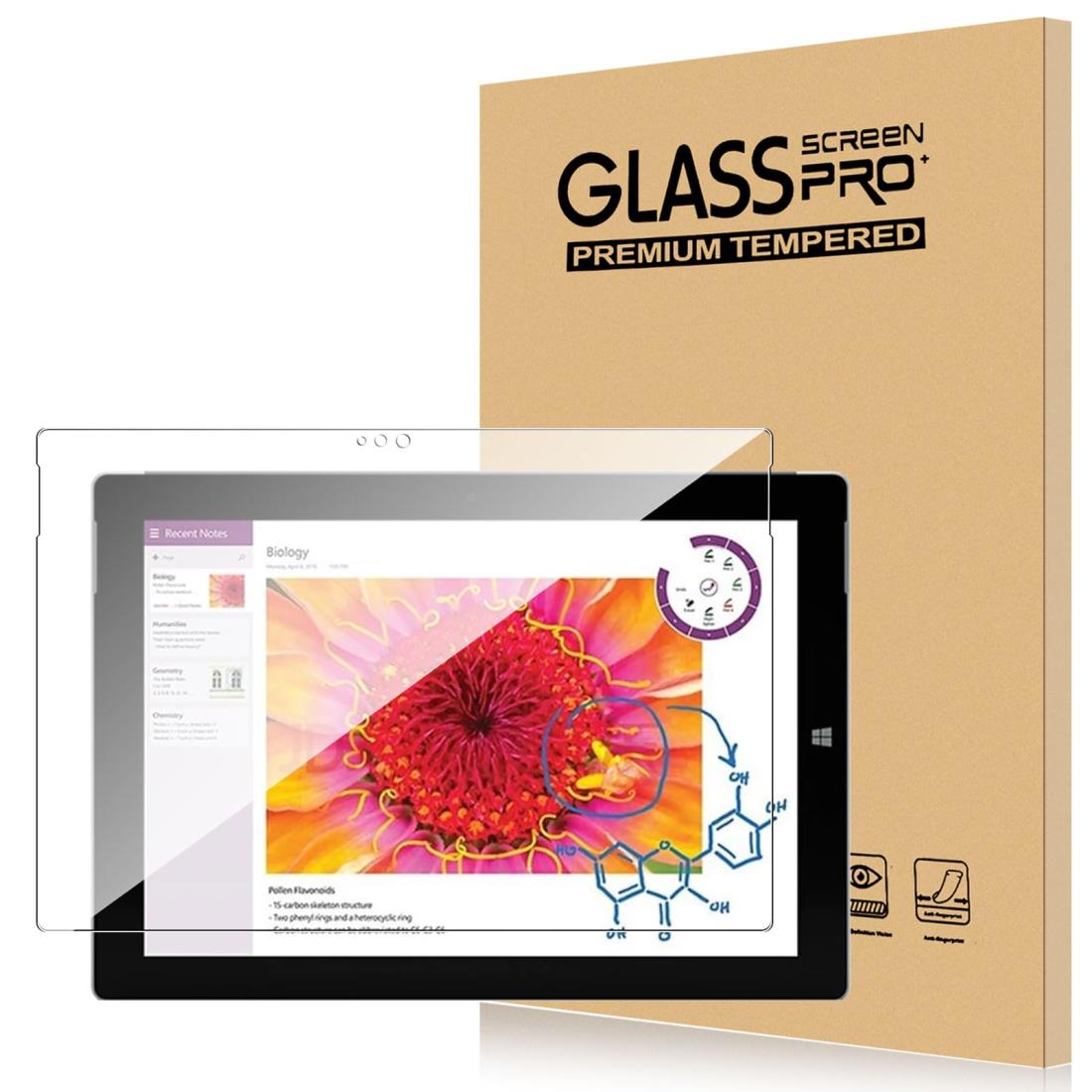 For Surface 3 フィルム 10.8インチ 強化ガラス 高感度タッチ 高透過率 硬度9H 指紋防止 Greerass 気泡防止 撥水撥油 耐衝撃 貼り付け簡単 液晶保護 超薄飛散防止 保護フィルム