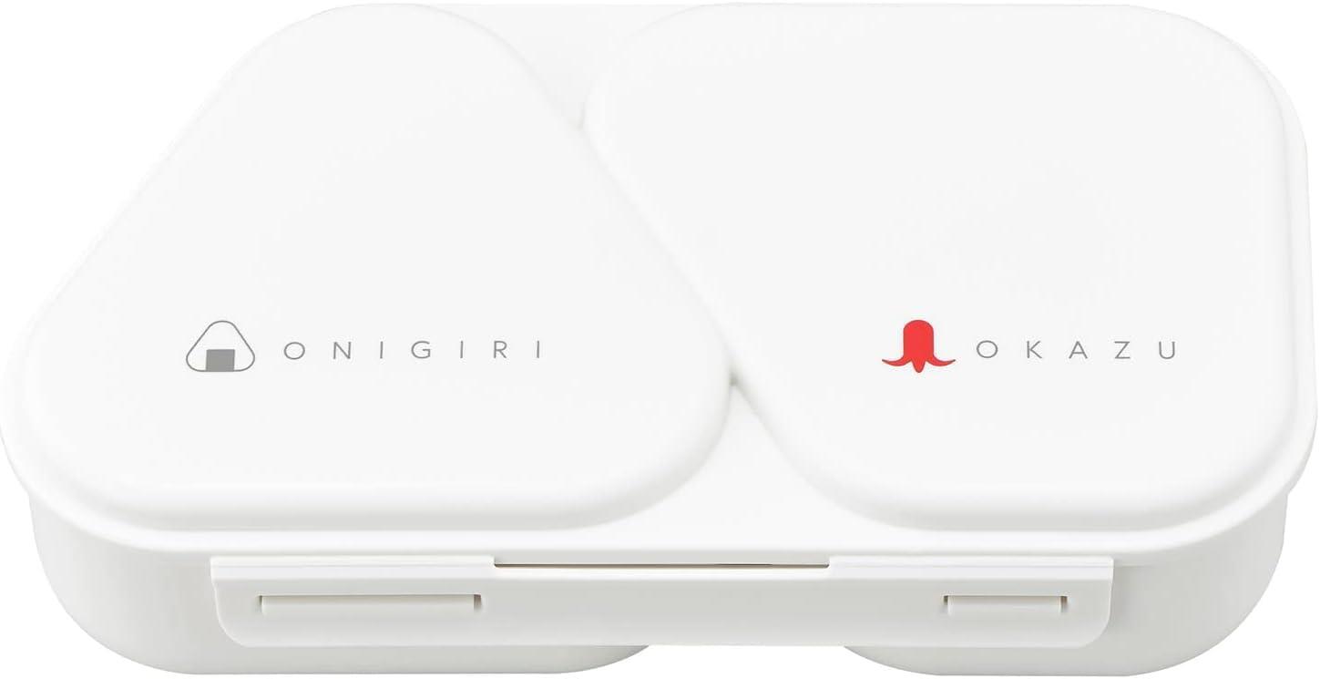 OSK(オーエスケー) おにぎりランチケース 弁当箱 ホワイト 465ml 日本製 おにぎらず おかずも入る 電子レンジ対応 押し型付き シンプル おしゃれ 抗菌 時短 簡単 LS-15