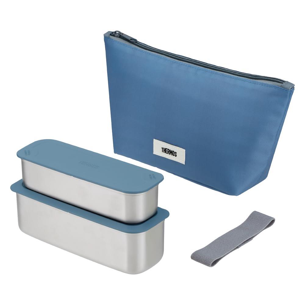 サーモス 弁当箱 2段 スリム フレッシュランチボックス 635ml グレーネイビー DSA-605W GNV