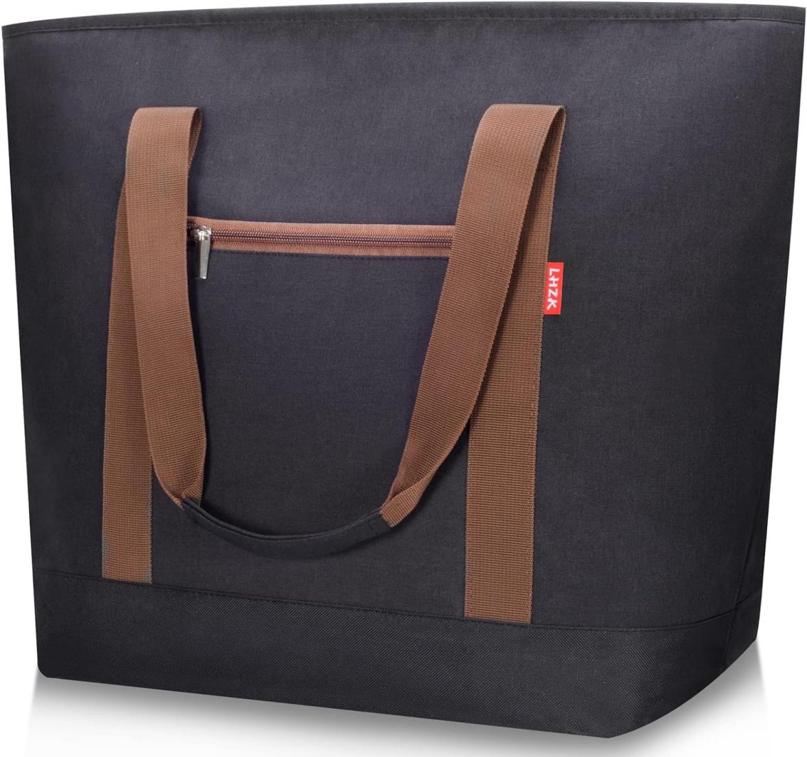 LHZK 保冷バッグ エコバッグ 折りたたみ式 トートバッグ ランチバッグ 50L大容量 買い物バッグ 保冷バック 大型 保温 バック アウトドア ピックニック バーベキュー ビーチ キャンプ 通勤 (ブラック)