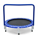 GYMAX トランポリン 子供用 大人用 補助手すり付き 直径約92cm 耐荷重150kg 折りたたみ 収納便利 組み立てやすい 静音 高弾力 安全ゴム式 室内 室外 おもちゃ 入学 入園 誕生日 プレゼント 学童保育 保育園 幼稚園 スポーツ 運動 エクササイズ ミニレバウンダー(ブルー)(4)