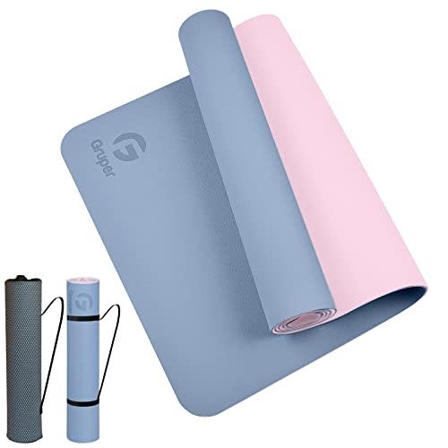 Gruper ヨガマット 6mm 8mm エクササイズマット フィットネスマット トレーニングマットTPEリング保護素材 軽量 耐久性 肌に優しい 両面の滑り止...