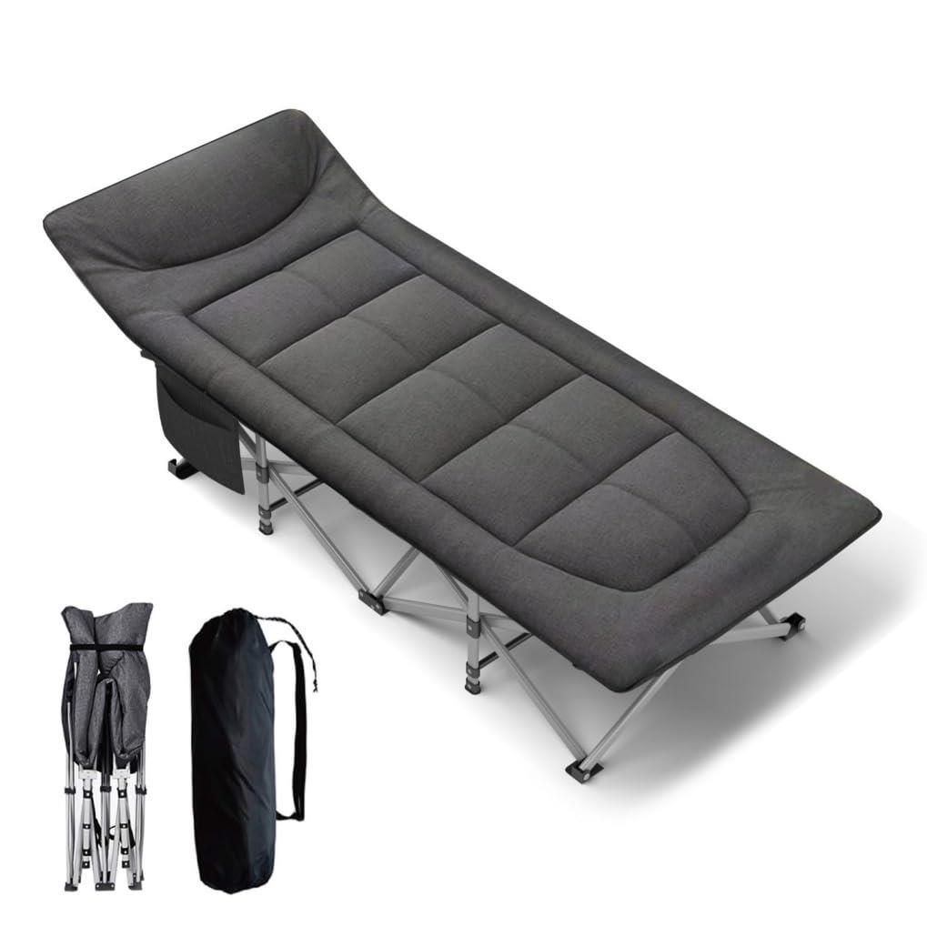 ANYATE 折りたたみベッド 簡易ベッド 折り畳み 室内外兼用 折り畳み式ベッド アウトドア キャンプ用のコット 収納便利 耐荷重：200KG 専用収納袋付き (ブラック)