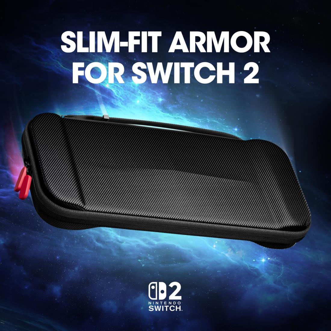 ProCase Nintendo Switch 2 収納ケース、耐衝撃・防水・12ゲームカードスロット付き、薄型ハードシェルケース 持ち運び便利 (ブラック)