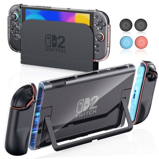 Switch 2 カバー Switch 2 モデル 分体式設計 着脱簡単 ドック対応 全面保護 PC材質 Joy-Con用 ソフトTPU製グリップカバー 薄型 軽量 透明 超耐衝撃 指紋・傷防止 親指グリップキャップ付き Switch 2 カバー Switch 2 モデル 分体式設計 着脱簡単 ドック対応 全面保護 PC材質 Joy-Con用 ソフトTPU製グリップカバー 薄型 軽量 透明 超耐衝撃 指紋・傷防止 親指グリップキャップ付き