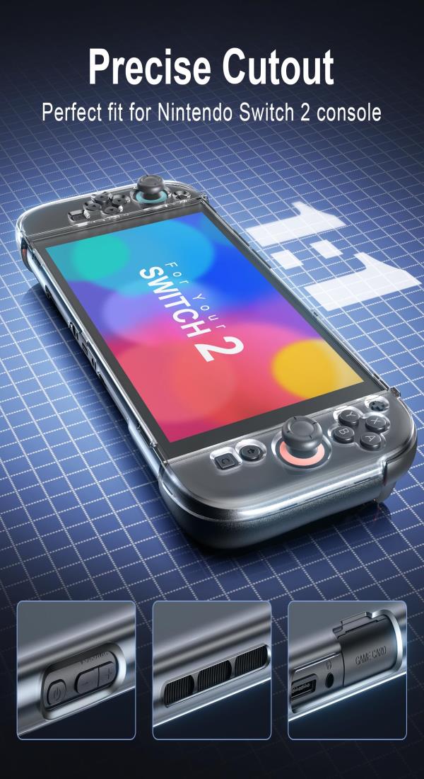 Switch 2 カバー Switch 2 モデル 分体式設計 着脱簡単 ドック対応 全面保護 PC材質 Joy-Con用 ソフトTPU製グリップカバー 薄型 軽量 透明 超耐衝撃 指紋・傷防止 親指グリップキャップ付き