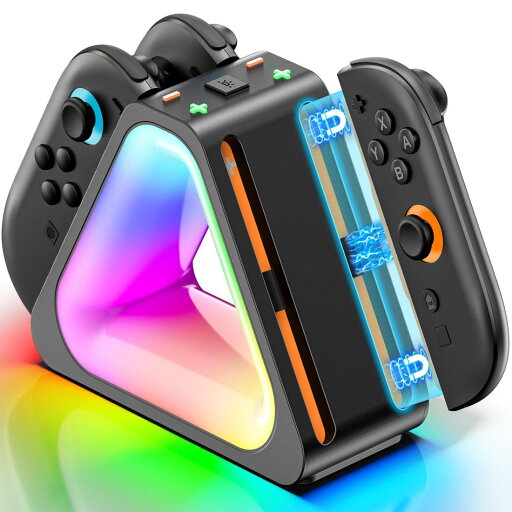 Joy-Con 2 充電スタンド【Nintendo Switch 2対応】最大4台ジョイコン同時磁気充電 RGBライト USB-C ケーブル付属 Switch 2 コントロー ラー 充電器 Joy-Con 2 充電スタンド【Nintendo Switch 2対応】最大4台ジョイコン同時磁気充電 RGBライト USB-C ケーブル付属 Switch 2 コントロー ラー 充電器