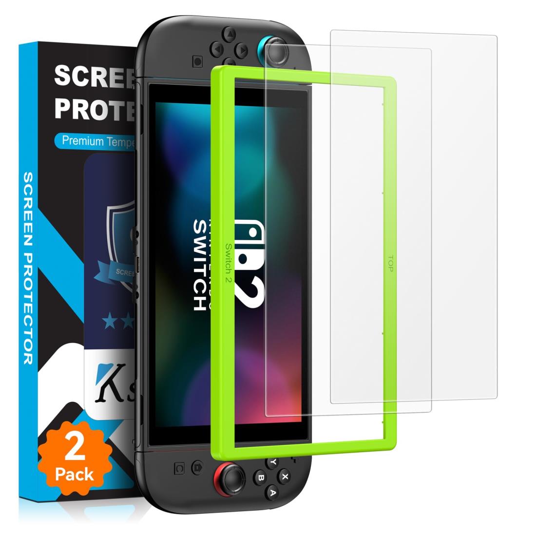 Ksleri【2枚セット】アンチグレア Switch 2用 ガラスフィルム スイッチ2用 保護フィルム さら さら 手触り ゲームフィルム 指紋防止 反射防止 9H硬度 ガイド枠付き 貼り付け簡単 撥水撥油 気泡ゼロ 飛散防止