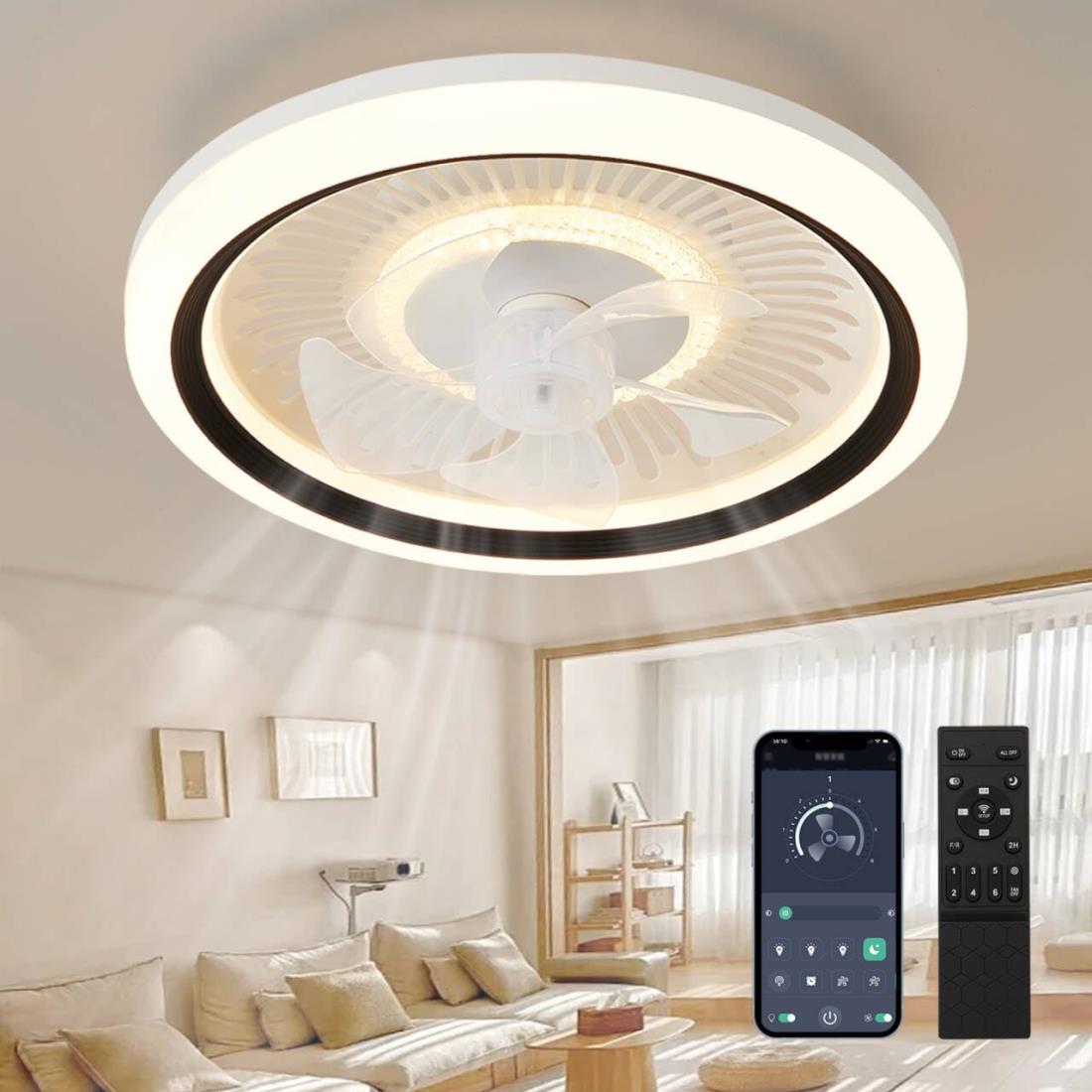 ZXhome シーリングファンライト ファン 50cm 扇風機 遠隔操作 LED天井ライト 昼光色 昼白色 電球色 シーリングライト 無階段調光/調色/風量 6階段調整 ナイト ファン付き照明 正逆回転切り替え 照明器具 空気循環 簡単取付きタイプ 静音 節電 省エネ 脱衣所/リビング/キッチ