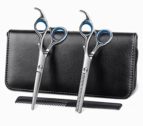 散髪 ヘアカット すきばさみ セット ハサミ シザー 左右 プロ 初心者 美容師 理容師 セルフカット カットはさみ ケース付 クリップピン付