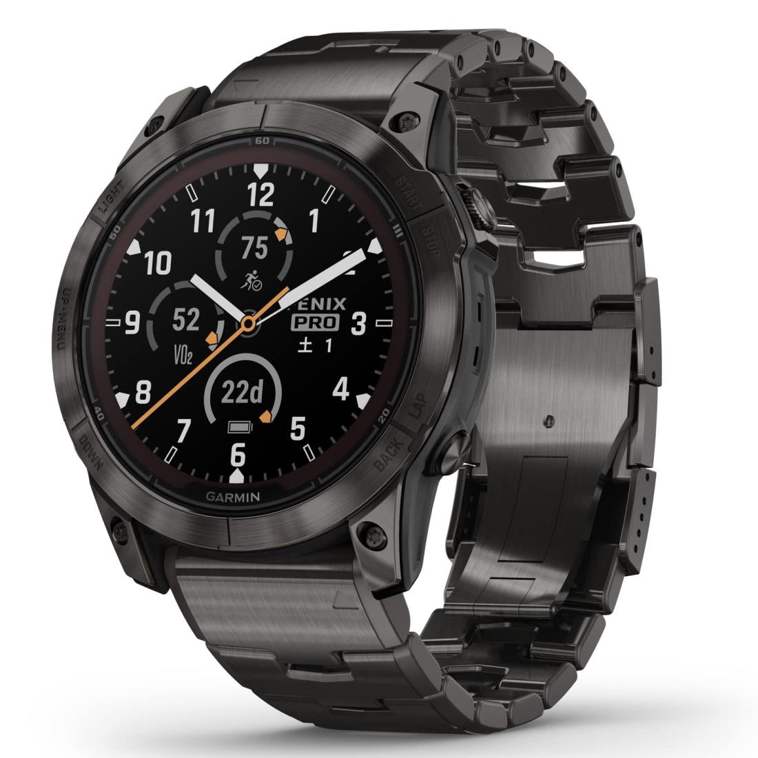 ガーミン(GARMIN) fenix 7X Pro Sapphire Dual Power Ti Carbon Gray/Carbon Gray Metal Band ソーラー..