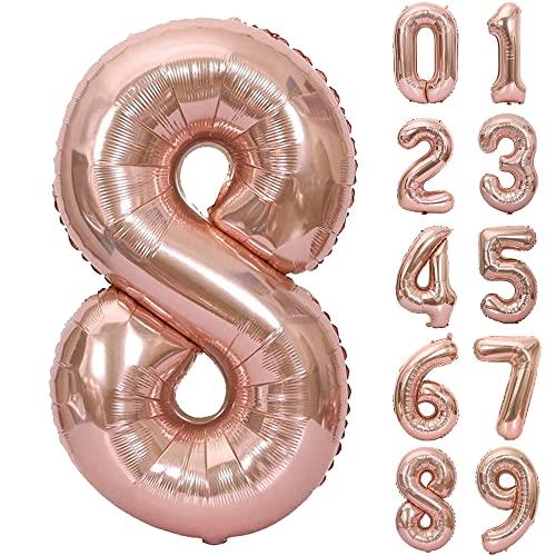 誕生日 バルーン 数字8 ナンバーバルーン 65CM 大きい ローズゴルード ハッピーバースデー 風船 パーティー 飾り付け 記念日 お祝い アルミ風船