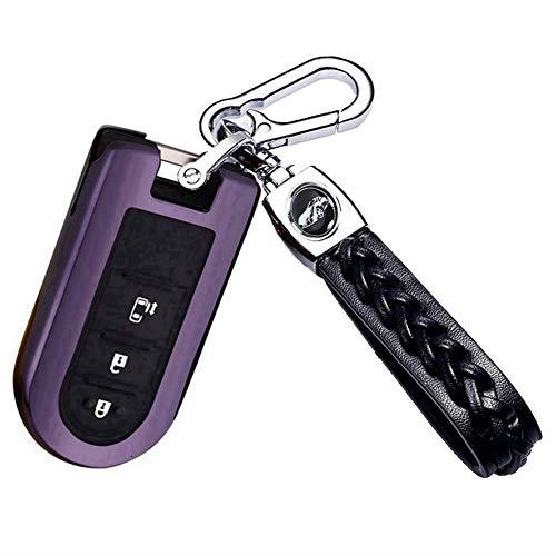 ダイハツ キーケース リモコンダ イハツ キーホルダー ダイハツキー カバー トヨタ タンク ルーミー タント タントカスタム ウェイク 新型ムーヴ キャンバス 両側スライドドア 専用設計 ムーヴカスタム TPU キーケース(ダークパープル)