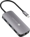 USB C ハブ hdmi 高速PD充電100W 7-in-1 Type C NOVOO 変換アダプター タイプC ドッキングステーション RJ45 イーサネット 100W USB-C急速PD充電ポート / 4K 解像度 HDMI出力ポート / 4つのUSB-A 3.0 高速ポート MacBook Pro/MacBook Air/iPad Pro/ChromeBook/Microsoft Surf(2)