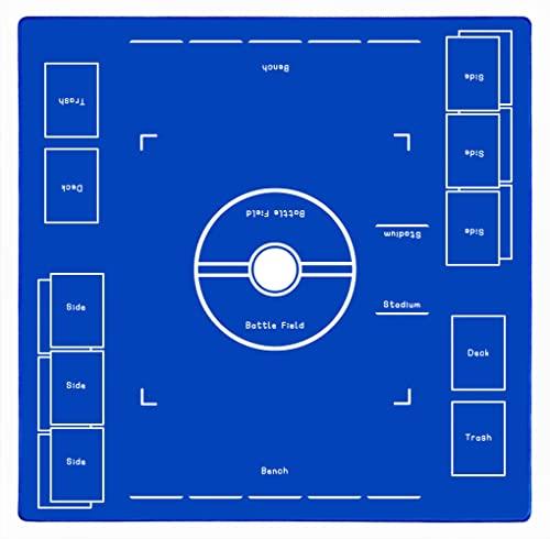 OTOlife プレイマット 全面縫製仕様 ラバープレイマット 軽量で、子供が運ぶのに適しています 滑り止め 収納袋付き カードゲーム 60×60cm (新しい - 青)