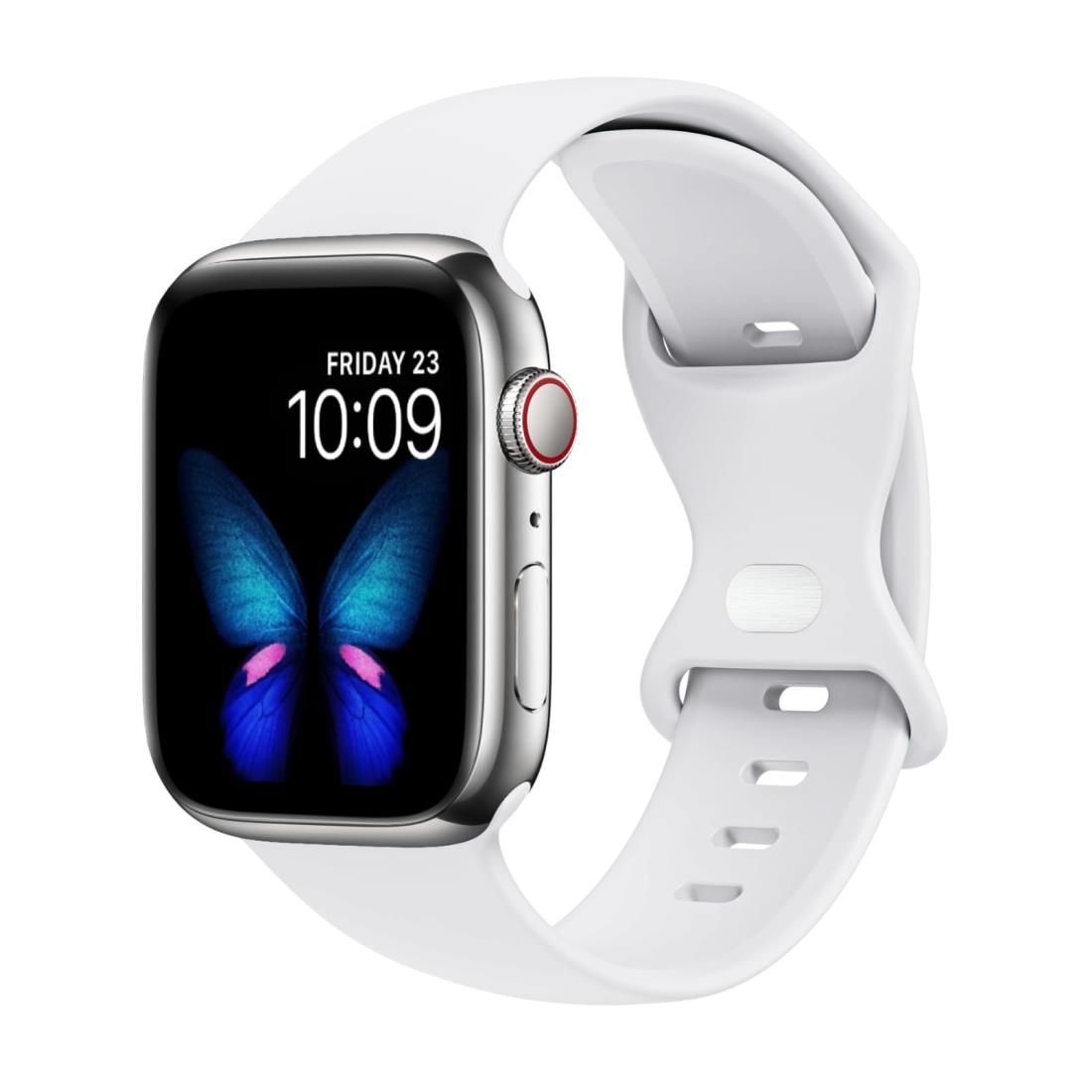 Tighesen コンパチブル Apple Watch バンド アップルウォッチ バンド 38mm 40mm 41mm 42mm 44mm 45mm 49mm for iWatch Ultra 2/Ultra SE Series 9/8/7/6/5/4/3/2/1 に対応 スポーツバンド 交換ベルト シリコン製 柔らかい 通気 耐衝撃 防汗 男性 女性 (ホワイト, 42/44/45/49