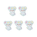 ワッペン 女の子 アイロン アップリケ ウサギ リボン ユニコーン かわいい 大きい 小さい 刺繍 (クマ ブルー-5点 セット)